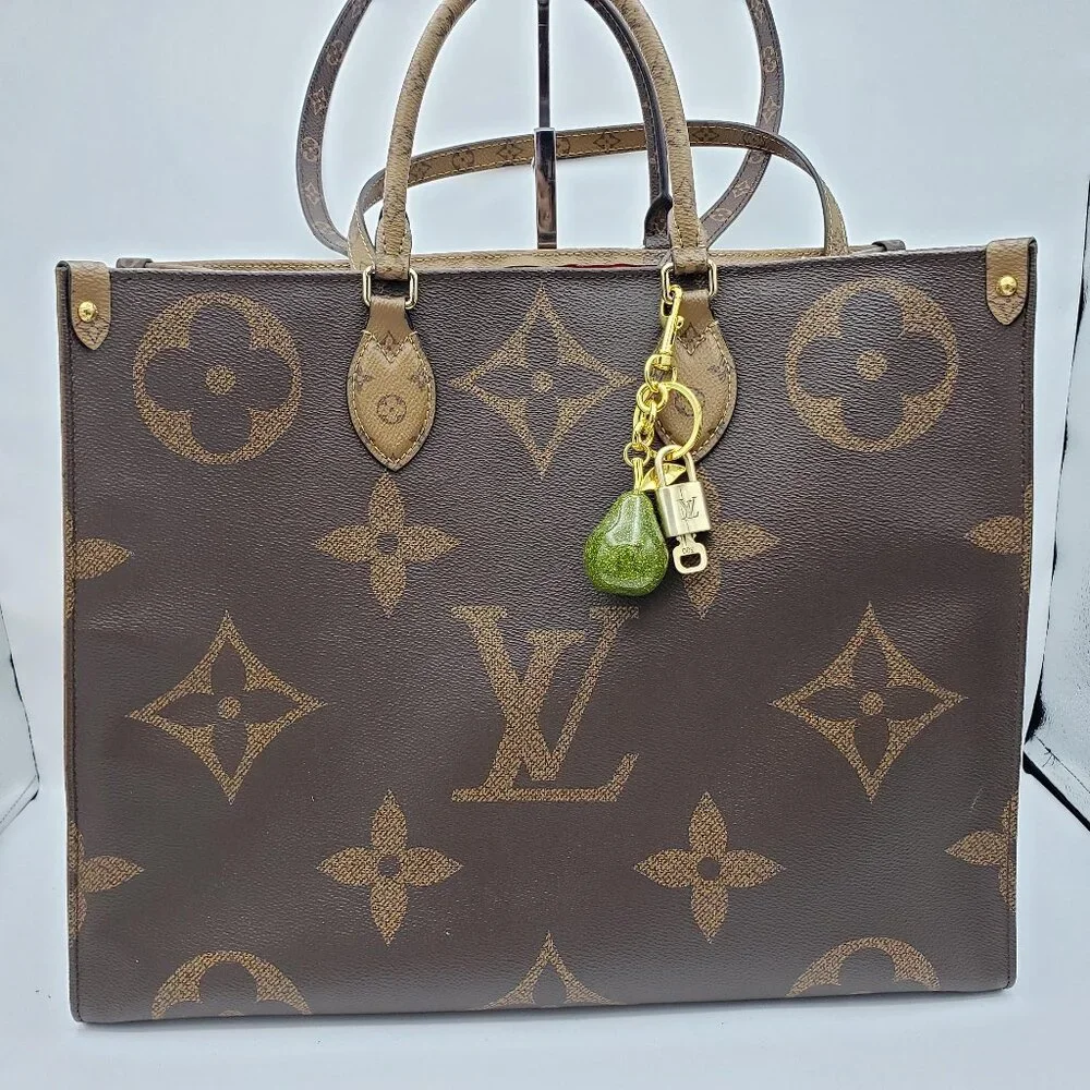 Authentic Louis Vuitton Lock & Key with Unbranded Avocado Charm, Keychain